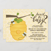 Invitation Fête d'anniversaire moderne d'abeille (Devant / Derrière)