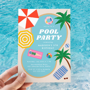 Invitation Fête d'anniversaire moderne de natation en piscine