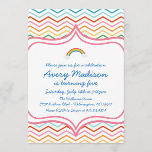 Invitation Fête d'anniversaire moderne de rayure de Chevron