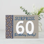 Invitation Fête d'anniversaire moderne de surprise de bleu et (Debout devant)