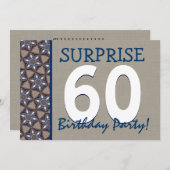 Invitation Fête d'anniversaire moderne de surprise de bleu et (Devant / Derrière)