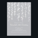 Invitation Fête d'anniversaire moderne de sweet sixteen<br><div class="desc">Commencez votre partie de sweet sixteen de filles outre de la droite avec notre beau rideau d'invitation de partie de sweet sixteen de lumières blanches. Nos ficelles élégantes et contemporaines de caractéristiques d'invitation de partie du bonbon 16 des lumières blanches de scintillement miroitant sur un arrière - plan argenté gris....</div>