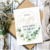 Invitation Fête d'Anniversaire moderne Eucalyptus verdure