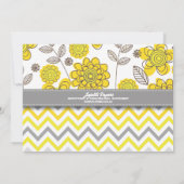 Invitation Fête d'anniversaire moderne florale jaune et grise (Dos)