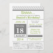 Invitation fête d'anniversaire moderne gris basiqu (Devant / Derrière)