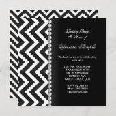 Invitation Fête d'anniversaire moderne noir blanc Chevron Str (Devant / Derrière)