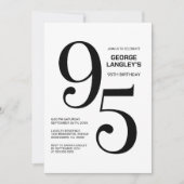 Invitation Fête d'anniversaire moderne noir et blanc 95e (Devant)
