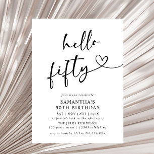 Invitation Fête d'anniversaire moderne noir et blanc Hello Fi
