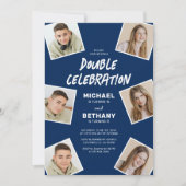 Invitation Fête d'anniversaire moderne photo conjoint bleu (Devant)