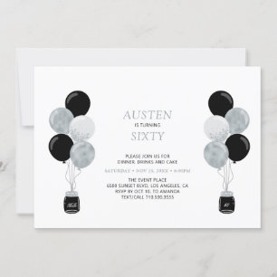 Invitation Fête d'anniversaire moderne pour adulte avec ballo