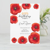 Invitation Fête d'anniversaire moderne Red Poppy (Debout devant)