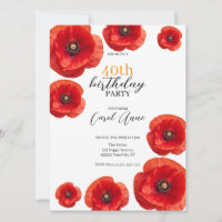 Fête d'anniversaire moderne Red Poppy