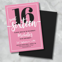 Fête d'anniversaire moderne rose pour une seizième
