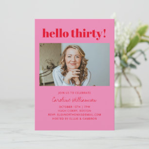 Invitation Fête d'anniversaire moderne rose rouge 30 ans phot