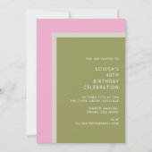 Invitation Fête d'anniversaire moderne rose vert simple et co (Devant)
