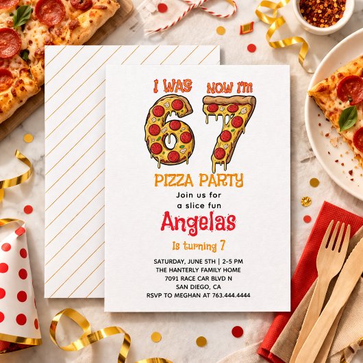 Invitation Fête d'anniversaire Moderne Slice Slice Boy Six Se