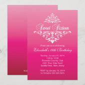 Invitation Fête d'anniversaire moderne Sweet sixteen rose cha (Devant / Derrière)