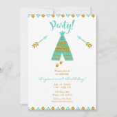 Invitation Fête d'anniversaire moderne Turquoise sarcelle & o (Devant)