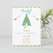Invitation Fête d'anniversaire moderne Turquoise sarcelle & o (Debout devant)
