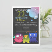 Invitation Fête d'anniversaire Monster Bash Personnalisée (Debout devant)