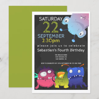 Invitation Fête d'anniversaire Monster Bash Personnalisée