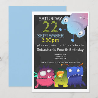 Invitation Fête d'anniversaire Monster Bash Personnalisée