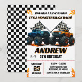 Invitation Fête d'anniversaire Monster Truck Jam (Devant / Derrière)