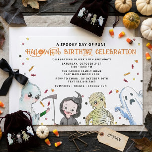 Invitation Fête d'anniversaire monstre Halloween