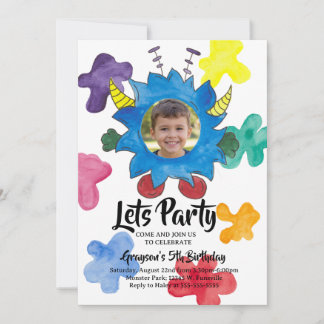 Invitation Fête d'anniversaire monstre pour les enfants