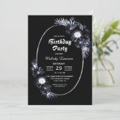 Invitation Fête d'anniversaire Moody Black Floral Party (Debout devant)