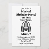 Invitation Fête d'anniversaire musicale avec micro-casque (Devant)