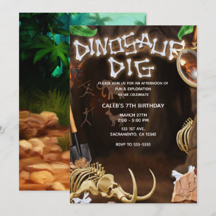 Invitation Fête d'anniversaire mystère de la grotte des os de