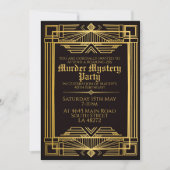 Invitation Fête d'anniversaire mystère de meurtre Art déco de (Devant)