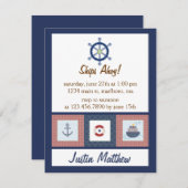 Invitation Fête d'anniversaire nautique (Devant / Derrière)