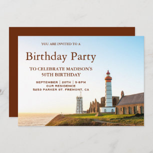 Invitation Fête d'anniversaire nautique pittoresque de phare