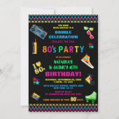Invitation Fête d'anniversaire néon 80's (Devant)