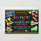 Invitation Fête d'anniversaire Neon 80's (Devant)