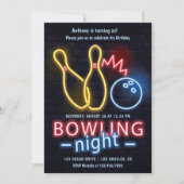 Invitation Fête d'anniversaire Neon Bowling Night (Devant)