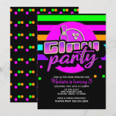Invitation Fête d'anniversaire Neon Bowling Party Bash (Devant / Derrière)