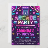Invitation Fête d'anniversaire Neon Glow Arcade (Devant)
