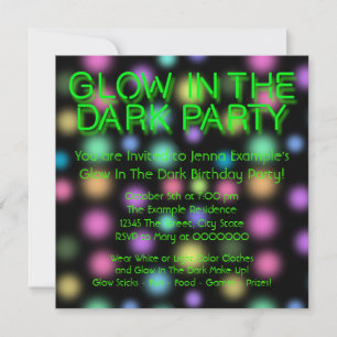 Invitation Fête d'anniversaire Neon Glow dans le noir