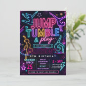 Invitation Fête d'anniversaire Neon Jump & Tumble (Debout devant)