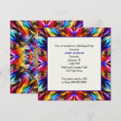 Invitation Fête d'anniversaire Néon Kaléidoscope (Devant / Derrière)