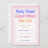 Invitation Fête d'anniversaire Neon Lights (Devant)
