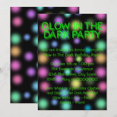 Invitation Fête d'anniversaire néon lumineux dans le noir (Devant / Derrière)