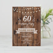 Invitation Fête d'anniversaire n'importe quel âge Bois rustiq (Debout devant)