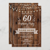 Invitation Fête d'anniversaire n'importe quel âge Bois rustiq (Devant / Derrière)