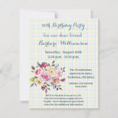 Invitation Fête d'anniversaire n'importe quel âge Fleurs aqua (Devant)