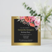 Invitation Fête d'anniversaire n'importe quel âge Fleurs Invi (Debout devant)