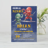 Invitation Fête d'anniversaire Ninja Warrior (Debout devant)